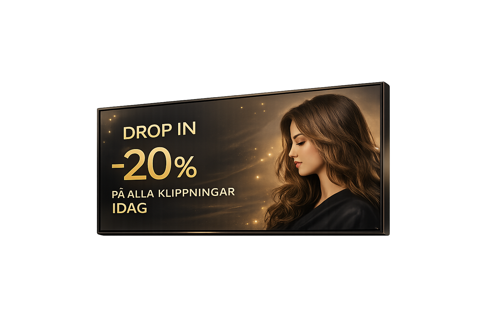 Digital reklamskärm för salong med drop-in-erbjudande