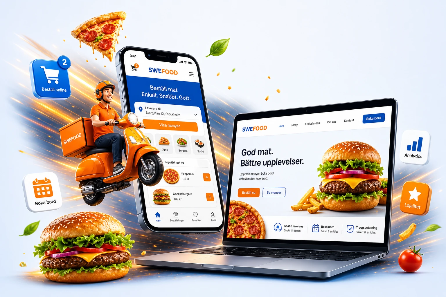 SweFood med onlinebeställning, restauranghemsida, bordsbokning, leverans och kundlojalitet