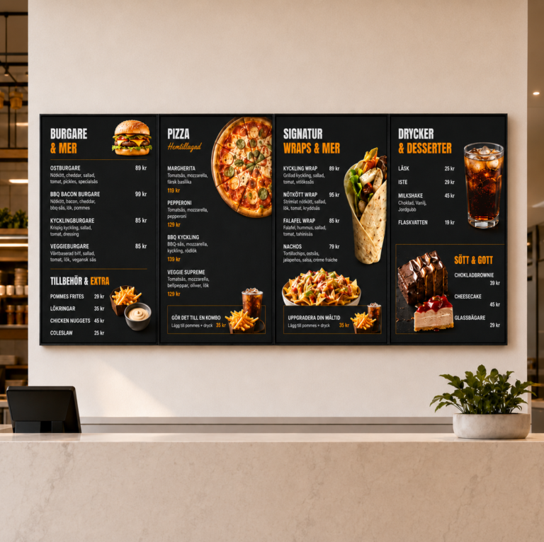 Digital meny för restaurang – Professionell menydesign för TV-skärm