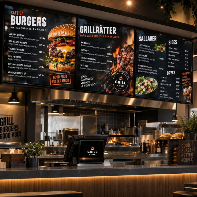 Digital meny för restaurang – menydesign för TV-skärm