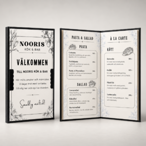 Menybok för restaurang – design och tryck