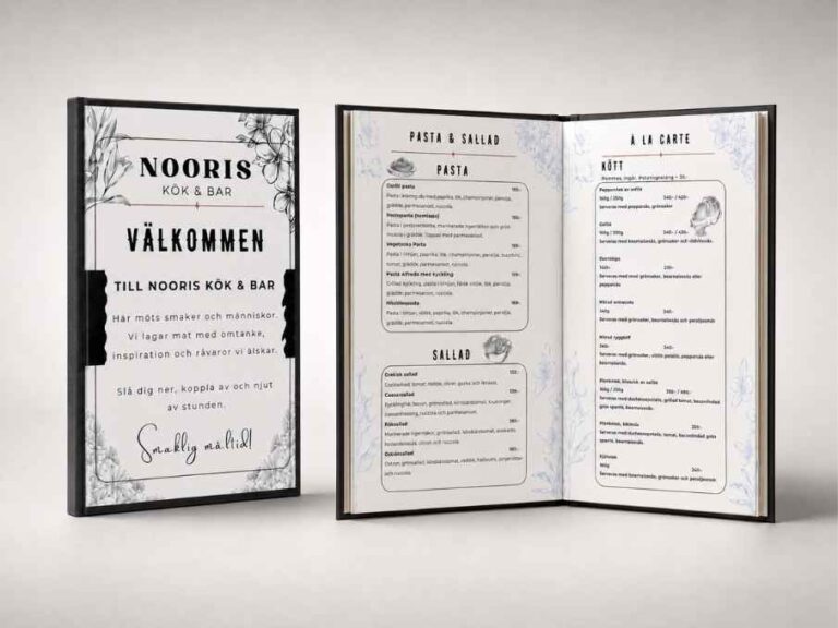 Menybok för restaurang – design och tryck