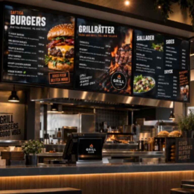 Digital meny för restaurang – menydesign för TV-skärm